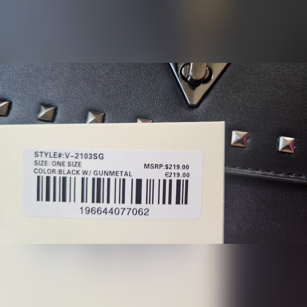 Valentino Orlandi studded black satchel with web crossbody strap. New with tags! - Picture 12 of 12